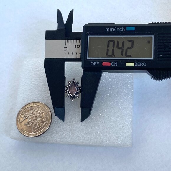 Sterling Silver 925 Bezel Set Marquise Amethyst Solitaire Ring Sz 5 - Picture 15 of 16